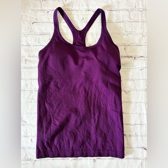 Lululemon Ebb To Street Ribbed Athletic Tank Top Built-in Bra 8 / Med Purple - Picture 2 of 5